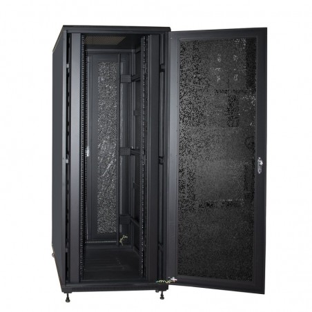 ARMADIO RACK 19" 42U (A)2055, (L)800, (P)800 COLORE NERO PORTA TRAFORATA CON GUIDACAVI  LATERALE