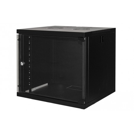 ARMADIO RACK 19" 9 UNITA' DA MURO PER RETI (A)485 X (L)540 X (P) 450 MM COLORE NERO PORTA VETRO