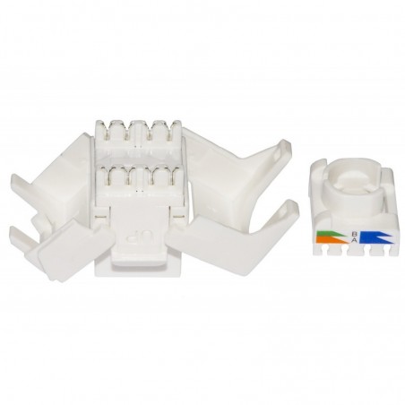 PRESA RETE KEYSTONE JACK RJ45 CATEGORIA 6A UTP TOOLESS COLORE BIANCO 180° CONTATTI DORATI 50 MICRON