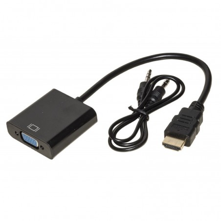 ADATTATORE HDMI TIPO A MASCHIO A VGA FEMMINA CON PRESA AUDIO STEREO 3,5 MM