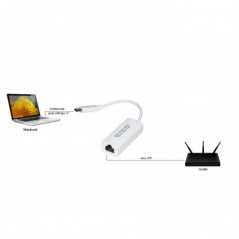 ADATTATORE USB-C MASCHIO - CONNETTORE RJ45 FEMMINA PER RETI GIGABIT 10/100/1000