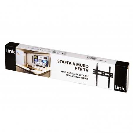 STAFFA A MURO PER TV FINO A 50 KG, DA 32 A 55" FINO A VESA 400X400 27 MM DISTANZA DAL MURO