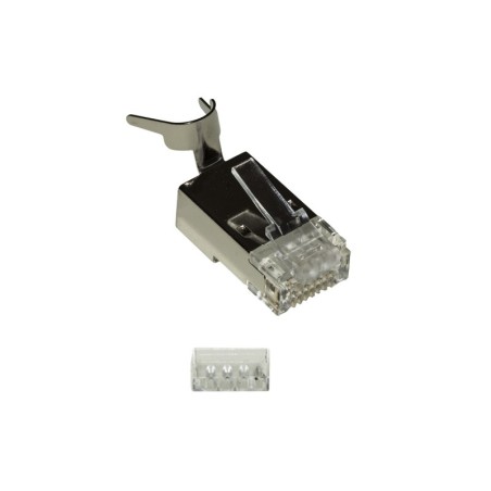 CONFEZIONE 10 PLUG SCHERMATI 8 POLI RJ45 PER CAVO FINO A 1,5 MM2 CAT 5E, 6, 6A E 7 CON INSERITORE PER CAVO SOLIDO O FLES