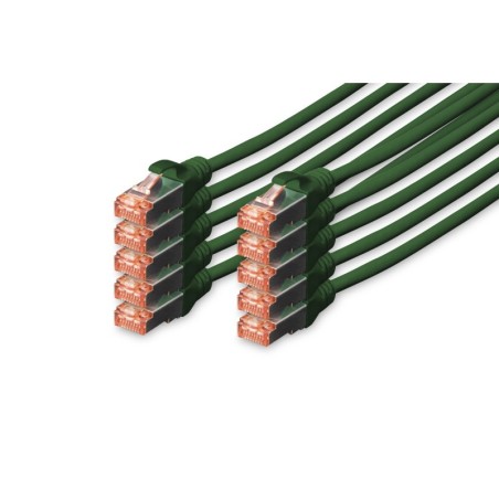 CONFEZIONE 10 CAVI CAT 6 SCHERMATI S/FTP MT 1 COLORE VERDE DIGITUS