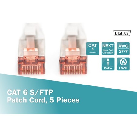 CONFEZIONE 5 CAVI CAT 6 SCHERMATI S/FTP MT 7 COLORE GRIGIO DIGITUS