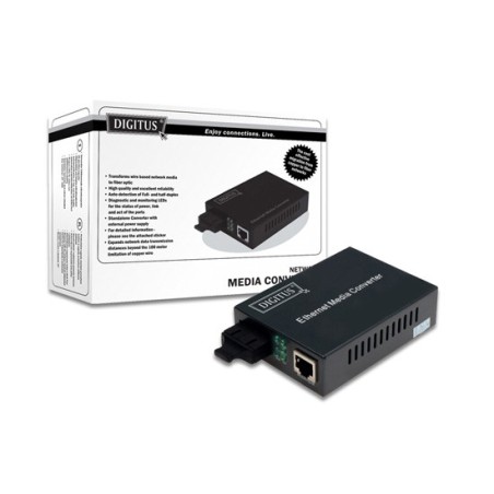 CONVERTITORE 10/100/1000 GIGABIT MEDIA CONVERTER RJ45 - FIBRA OTTICA ST 1000BASE-SX,