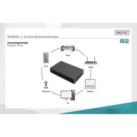 DIGITUS 8+2 PORT FE POE SWITCH