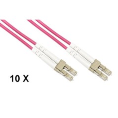 CONFEZIONE 10 CAVO FIBRA OTTICA LC A LC MULTIMODE DUPLEX OM4 GUAINA 2 MM 50/125 MT.1