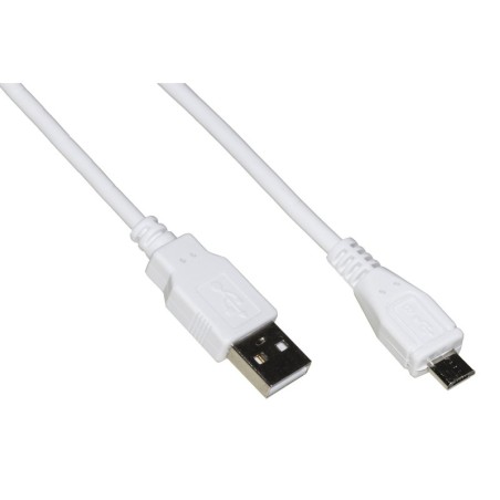 CAVO MICRO USB 2.0 BIANCO MT 1,8 IN RAME PER RICARICA VELOCE E SCAMBIO DATI