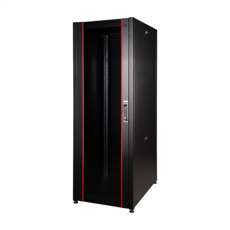 ARMADIO RACK PER RETI 19" 42U (A)2002, (L)600, (P)600 COLORE NERO PORTA TRAFORATA SERIE EAVI