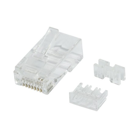 CONFEZIONE 50 PEZZI PLUG RJ45 8 POLI  CAT 6A PER CAVO SOLIDO E FLESSIBILE CON GUIDACAVI INTERNO ESTRAIBILE