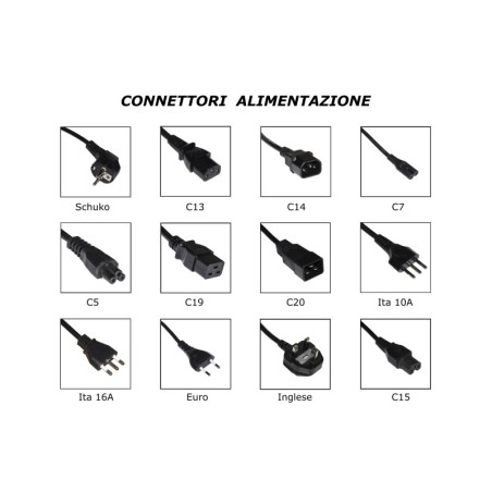 CAVO ALIMENTAZIONE SCHUKO - PRESA IEC C13 DRITTA MT. 3