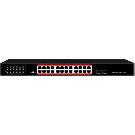 SWITCH 24 PORTE GIGABIT POE 400 WATT CON 2 PORTE SFP