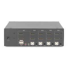 KVM SWITCH, 4 PORTE PER UN MONITOR 4K, TASTIERA E MOUSE, CON DUE VIDEO HDMI