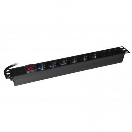 MULTIPRESA DA RACK 19" CON 6 PRESE UNIVERSALI + 3 PRESE C13 CON INTERRUTTORE SPINA ITALIANA 16A