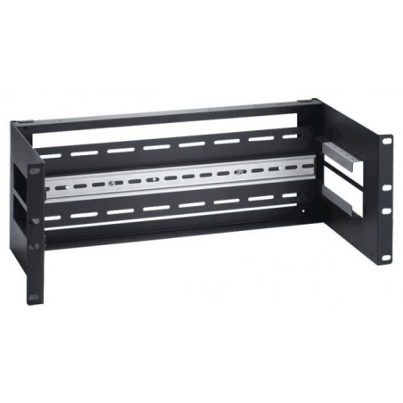 STAFFA 4U PER ARMADI 19" PER INSTALLAZIONE DISPOSITIVI SU GUIDA DIN RAIL COLORE NERO