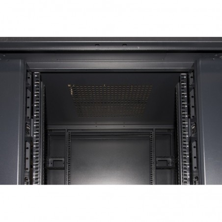 ARMADIO RACK 19" 42U (A)2055, (L)800, (P)800 COLORE NERO PORTA VETRO DISASSEMBLATO CON GUIDACAVI  LATERALE