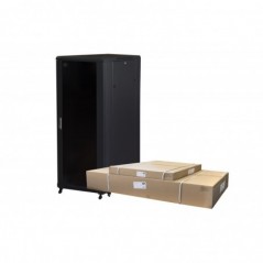 ARMADIO RACK 19" PER RETI 32U (A)1610, (L)600, (P)800 COLORE NERO PORTA VETRO DISASSEMBLATO