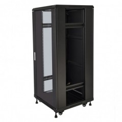 ARMADIO RACK 19" 27U (A)1388 (L)600 (P)1000 COLORE NERO PORTA VETRO DISASSEMBLATO