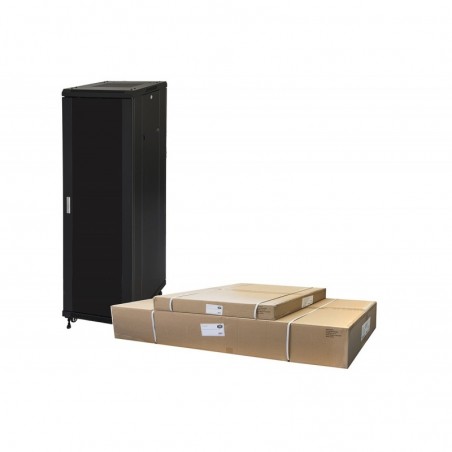 ARMADIO RACK 19" 42U (A)2055, (L)600, (P)800 COLORE NERO PORTA VETRO DISASSEMBLATO